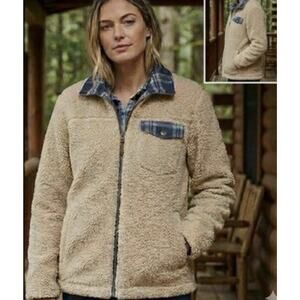 Pendleton Sherpa Jacket Womens S Fleece Full Zip Wool Plaid Lined Coat